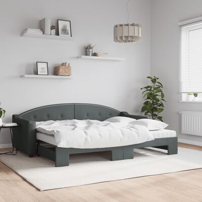 vidaXL Sofá cama nido con colchón tela gris oscuro 80x200 cm