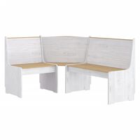 vidaXL Banco de esquina REINE madera maciza pino marrón blanco 151 cm