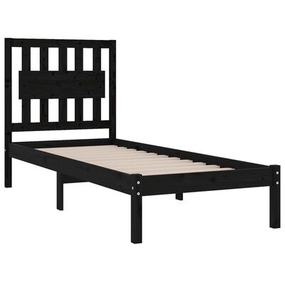 vidaXL Estructura de cama madera maciza pino individual negro 90x190cm