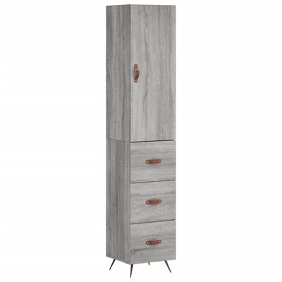 vidaXL Aparador alto madera contrachapada gris Sonoma 34,5x34x180 cm