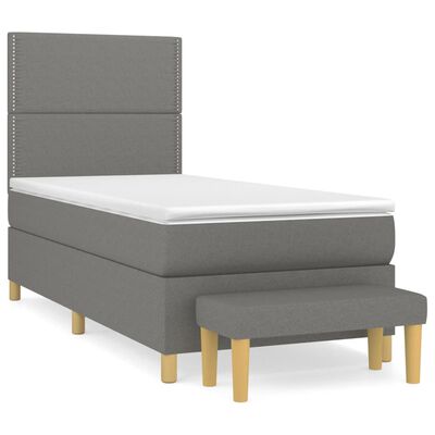 vidaXL Cama box spring con colchón tela gris oscuro 80x200 cm