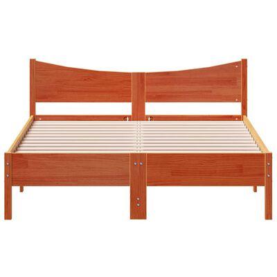 vidaXL Cama sin colchón madera maciza de pino marrón cera 140x200 cm