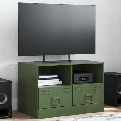 vidaXL Mueble para TV de acero verde oliva 67x39x44 cm