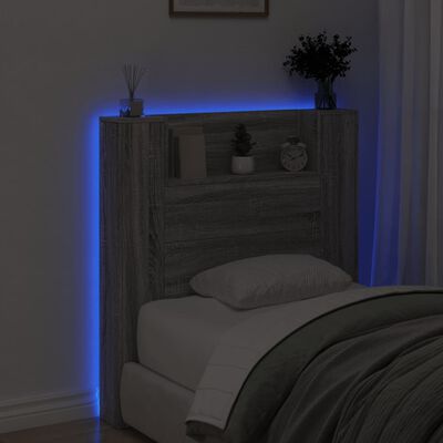 vidaXL Cabecero de cama con luz LED gris Sonoma 100x16,5x103,5 cm