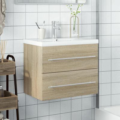 vidaXL Mueble de baño con lavabo integrado roble Sonoma