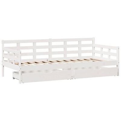 vidaXL Sofá cama con cajones madera maciza de pino blanca 80x200 cm