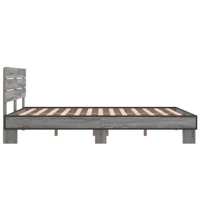 vidaXL Estructura cama madera ingeniería metal gris Sonoma 120x200 cm