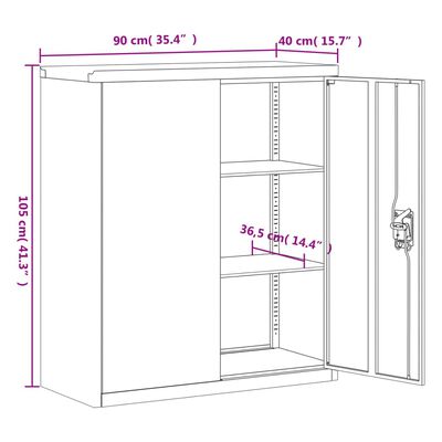 vidaXL Armario archivador de acero blanco 90x40x145 cm