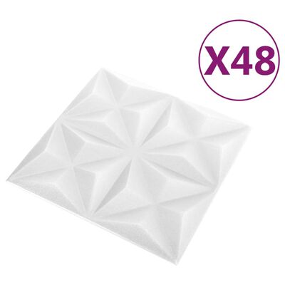 vidaXL Paneles de pared 3D 48 unidades blanco origami 12 m² 50x50 cm