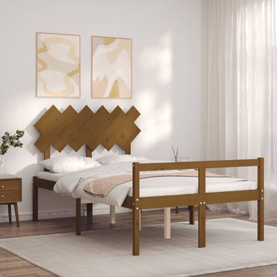 vidaXL Cama para personas mayores cabecero madera maciza marrón miel