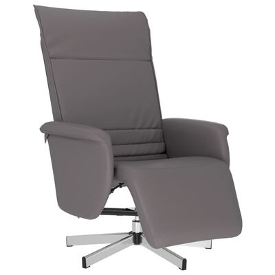 vidaXL Sillón reclinable con reposapiés cuero sintético gris