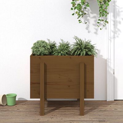 vidaXL Jardinera de madera maciza de pino marrón miel 62x50x57 cm