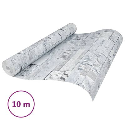 vidaXL Papel pintado 3D no tejido aspecto piedra gris claro 10x0,53 m