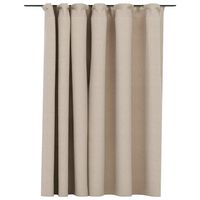 vidaXL Cortina opaca con ganchos look de lino beige 290x245 cm