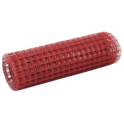 vidaXL Alambrada de gallinero acero revestimiento PVC rojo 10x0,5 m