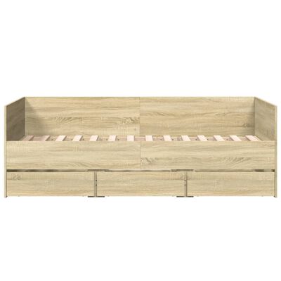 vidaXL Sofá cama con cajones sin colchón roble Sonoma 75x190 cm