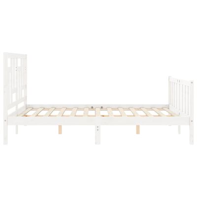 vidaXL Estructura de cama matrimonio con cabecero madera maciza blanco