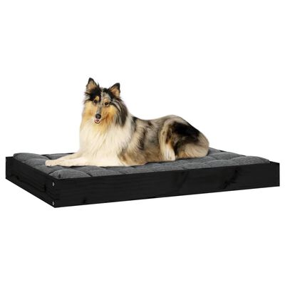 vidaXL Cama para perros madera maciza de pino negro 91,5x64x9 cm