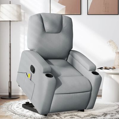 vidaXL Sillón de masaje reclinable de pie de tela gris claro