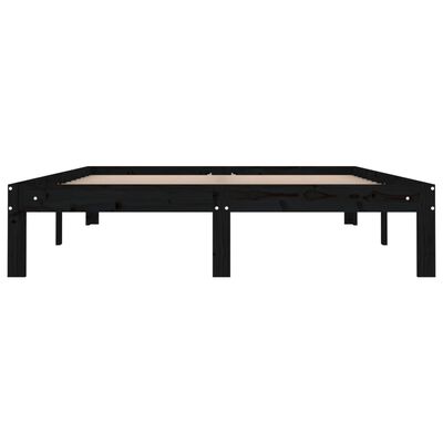 vidaXL Estructura de cama doble madera maciza negra 135x190 cm