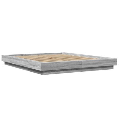 vidaXL Estructura de cama madera de ingeniería gris Sonoma 160x200 cm