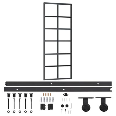 vidaXL Puerta corredera con herrajes ESG vidrio y aluminio 76x205 cm