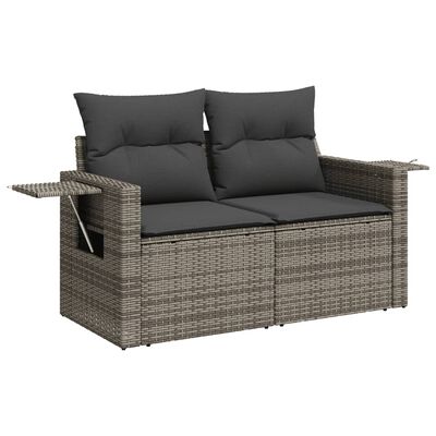 vidaXL Set de muebles de jardín 9 pzas y cojines ratán sintético gris