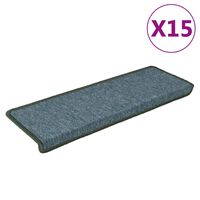 vidaXL Alfombras de peldaños de escalera 15 uds verde 65x21x4 cm