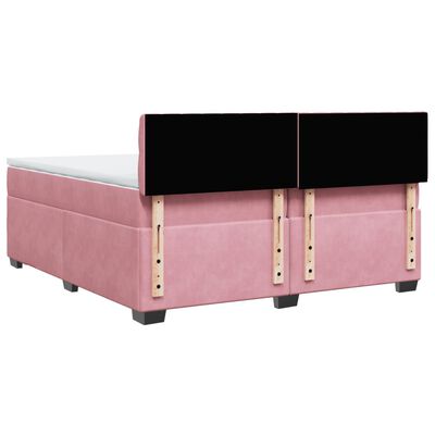 vidaXL Cama box spring con colchón terciopelo rosa 200x200 cm