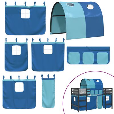 vidaXL Cama alta para niños con túnel madera pino azul 90x200 cm