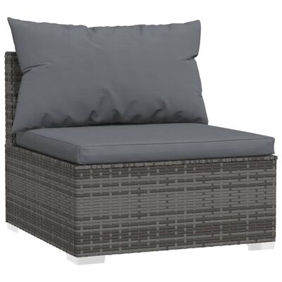 vidaXL Set de muebles de jardín 10 pzas y cojines ratán sintético gris