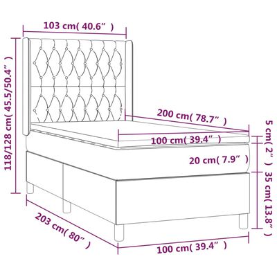 vidaXL Cama box spring con colchón terciopelo negro 100x200 cm