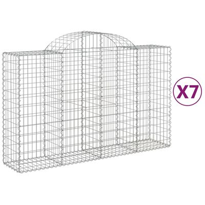 vidaXL Cestas de gaviones 7 uds forma de arco hierro 200x50x120/140 cm