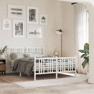 vidaXL Estructura cama sin colchón con estribo metal blanco 140x200 cm