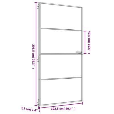 vidaXL Puerta interior dorada vidrio templado aluminio 102,5x201,5 cm