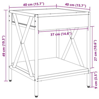 vidaXL Mesa de centro con Infinity LED roble ahumado 40x40x49 cm