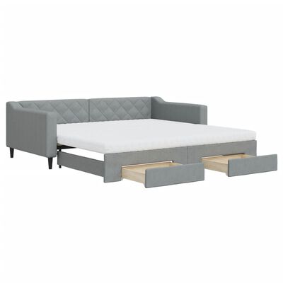 vidaXL Sofá cama nido con cajones tela gris claro 100x200 cm