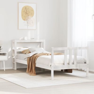 vidaXL Estructura de cama con cabecero madera de pino blanco 100x200cm