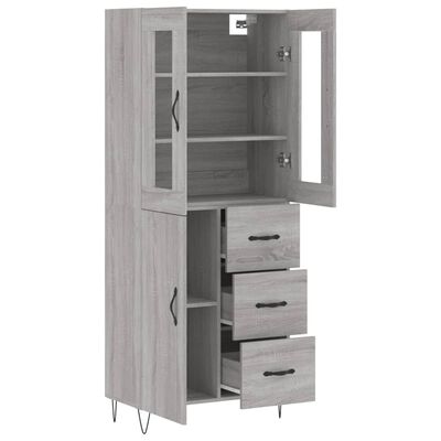 vidaXL Aparador alto madera contrachapada gris sonoma 69,5x34x180 cm