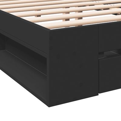 vidaXL Cama con cajones madera de ingeniería negro 135x190 cm