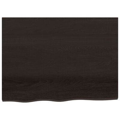 vidaXL Encimera baño madera maciza tratada marrón oscuro 80x60x(2-6)cm