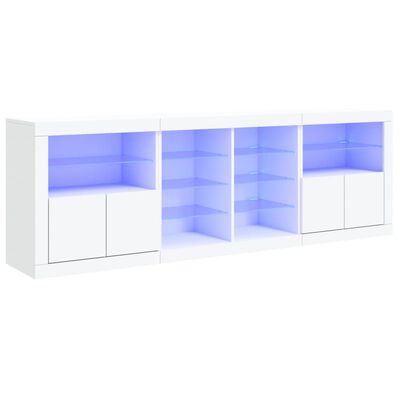 vidaXL Aparador con luces LED blanco 202x37x67 cm