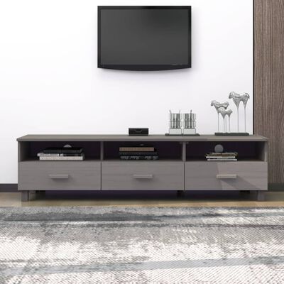 vidaXL Mueble de TV HAMAR madera maciza de pino gris claro 158x40x40