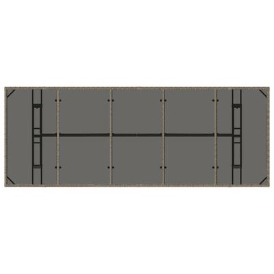 vidaXL Mesa de jardín superficie de vidrio ratán PE gris 240x90x75 cm