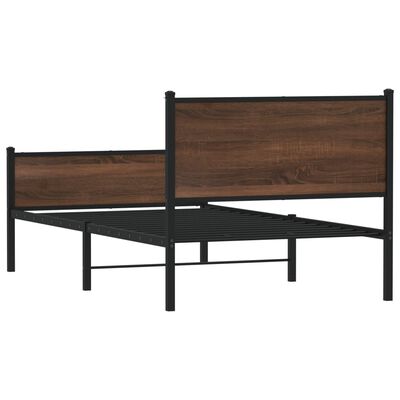 vidaXL Estructura de cama sin colchón metal marrón roble 107x203 cm