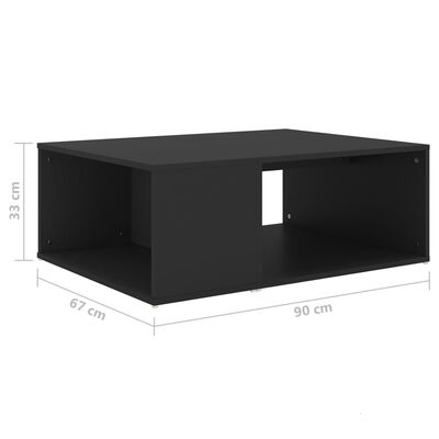 vidaXL Mesa de centro madera contrachapada negro 90x67x33 cm