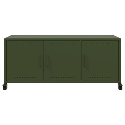 vidaXL Mueble de TV de acero verde oliva 100,5x39x43,5 cm