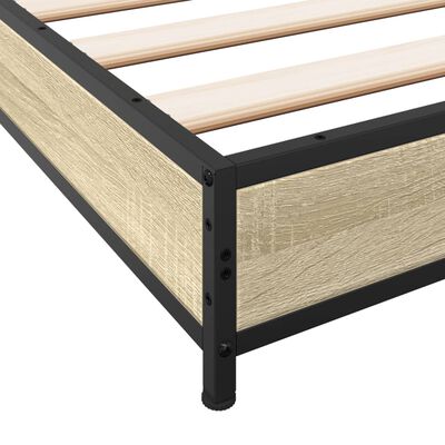 vidaXL Estructura cama madera ingeniería metal roble Sonoma 135x190 cm
