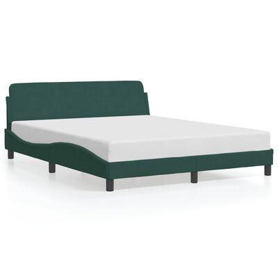 vidaXL Estructura cama con cabecero terciopelo verde oscuro 160x200 cm