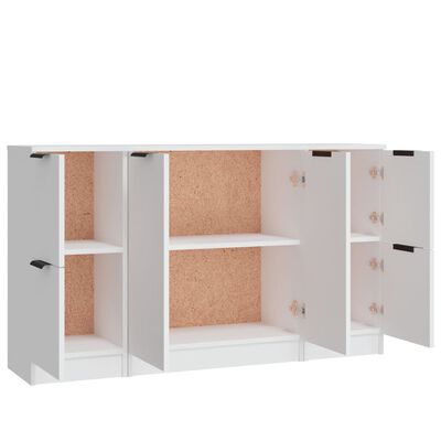 vidaXL Aparadores 3 piezas madera contrachapada blanco